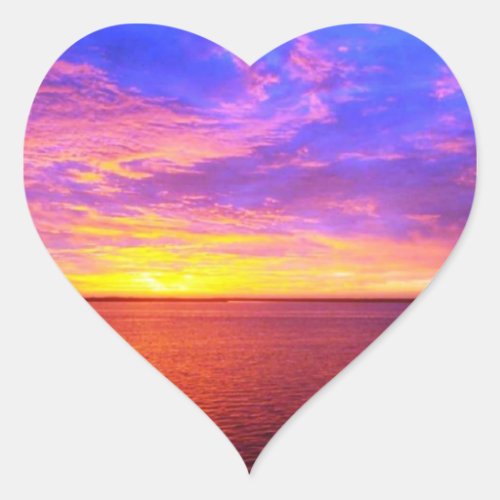 Blazing Sunset Heart Sticker