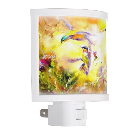 "Blazing Sunset" Hummingbird Print Night Light (Right)