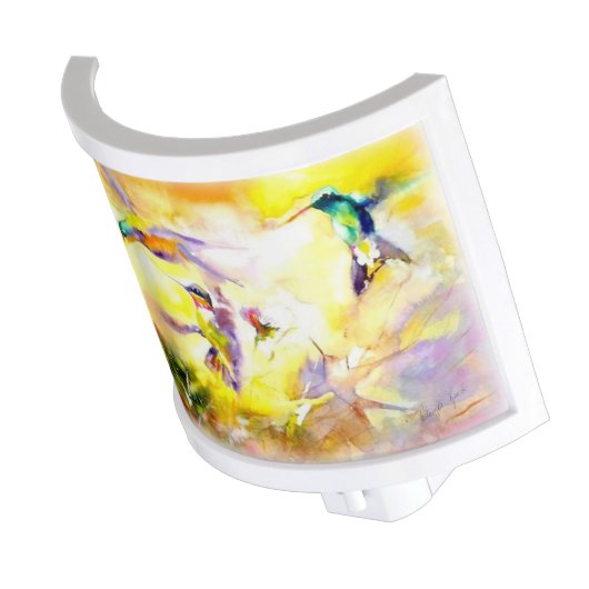 "Blazing Sunset" Hummingbird Print Night Light (Angled)