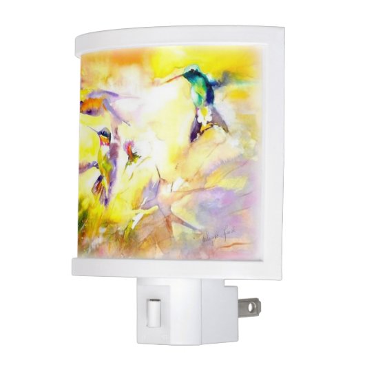 "Blazing Sunset" Hummingbird Print Night Light (Left)