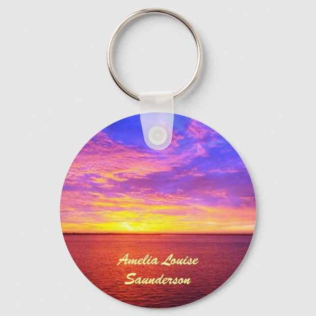 Blazing Sunset Personalized Keychain (Front)