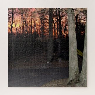 Blazing Woodland Sunset Jigsaw Puzzle