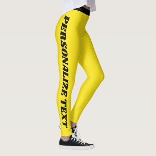 Blazing Yellow Black Personalized Cute Athleisure Leggings