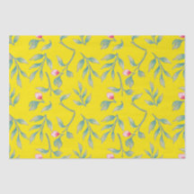 Blazing Yellow Floral Tissue Paper