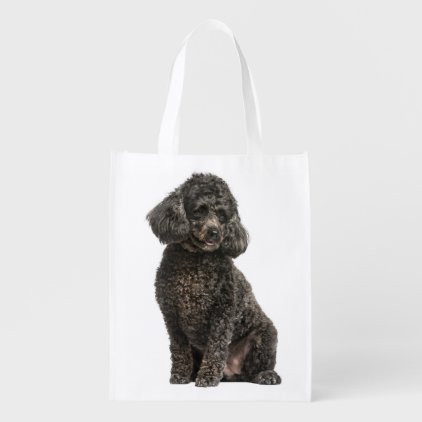 Blcak Poodle Puppy Dog Grocery Tote Bag