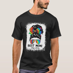 Bleach Best Mimi Ever Tie Dye Messy Bun Hair Mothe T-Shirt