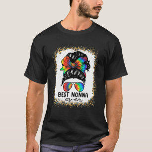 Bleach Best Nonna Ever Tie Dye Messy Bun Hair Moth T-Shirt
