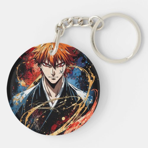 Bleach Ichigo Bankai Tensa Zangetsu Anime Art T-Sh Keychain