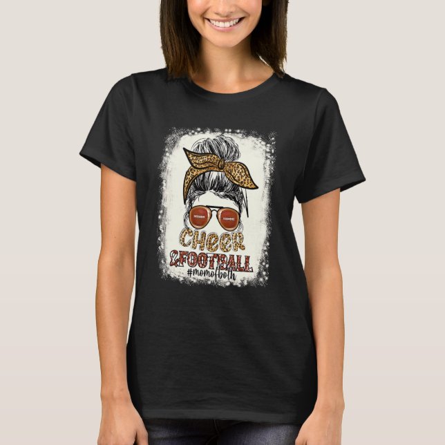 Bleach Leopard Messy Bun Mom Of Both Cheer And Foo T-Shirt (Front)