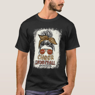 Bleach Leopard Messy Bun Mom Of Both Cheer And Foo T-Shirt