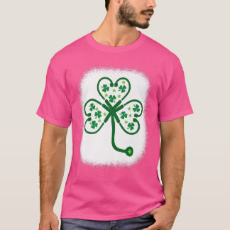 Bleach Shamrock Stethoscope Nurse St Patricks Day  T-Shirt