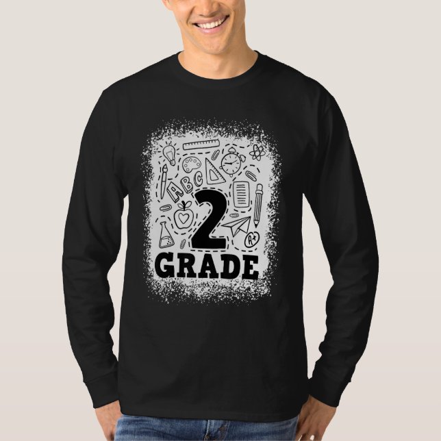 Bleached 2nd Grade Typography Team 2nd Grade Back  T-Shirt (Front)