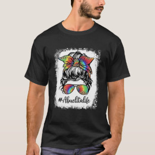 Bleached Abuelita Life Messy Bun Girl Leopard Moth T-Shirt