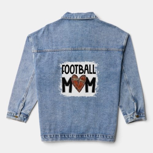 Bleached American Football Mom Game Day Vibes Mom  Denim Jacket