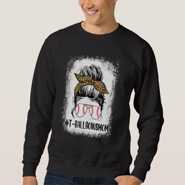 Bleached Ball Bonus Mom Life Messy Bun Leopard Sof Sweatshirt (Front)
