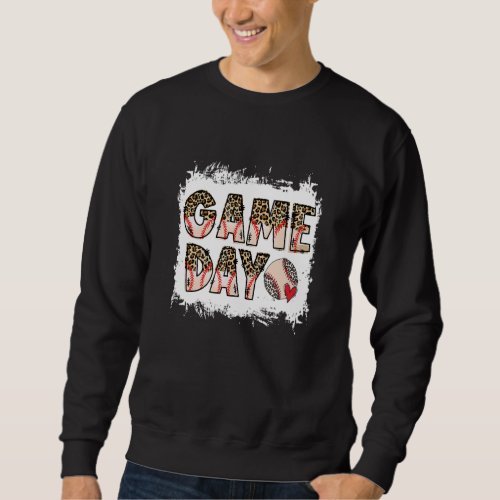Bleached Ball Game Day Vibes Heart Leopard Ball Mo Sweatshirt