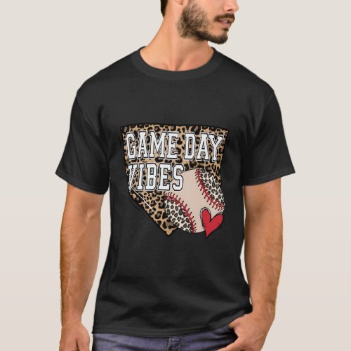 Bleached Baseball Game Day Vibes Leopard Baseball  T_Shirt