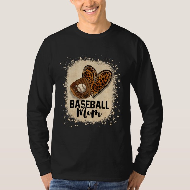 Bleached Baseball Mom Leopard Game Day Vibes Mothe T-Shirt (Front)