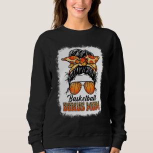 Bleached Basketball Bonus Mom Messy Bun Game Day M Sweatshirt