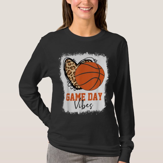 Bleached Basketball Game Day Vibes Basketball Mom  T-Shirt (Front)