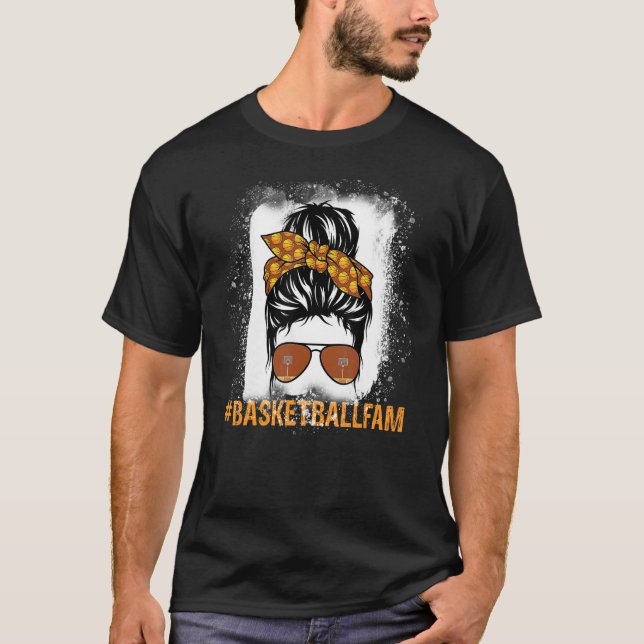 Bleached Basketball Mom Life Goal Ball Messy Bun G T-Shirt (Front)