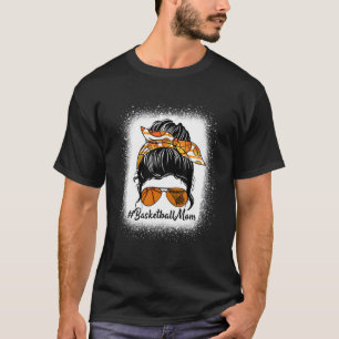 Bleached Basketball Mom Life Leopard Messy Bun Gam T-Shirt
