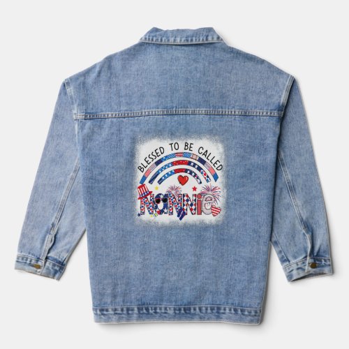 Bleached Blessed To Be Called Nannie 4th Of July M Denim Jacket
