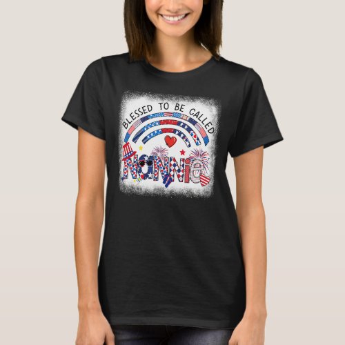 Bleached Blessed To Be Called Nannie 4th Of July M T_Shirt