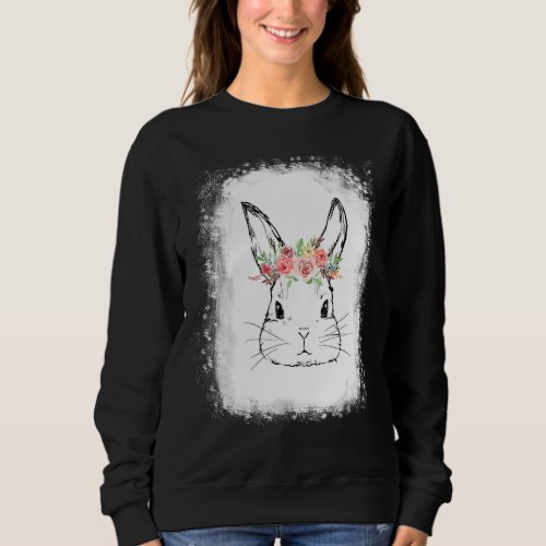 Bleached Bunny Face Leopard Glasses Headband Happy Sweatshirt