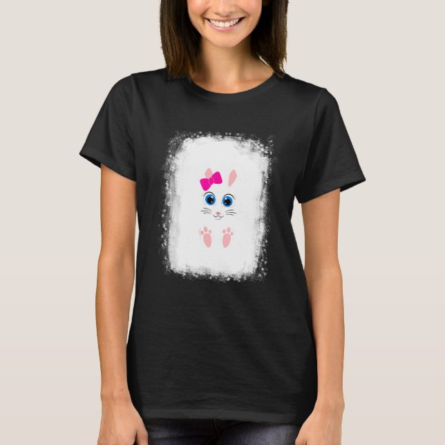 Bleached Bunny Face Leopard Glasses Headband Happy T-Shirt (Front)