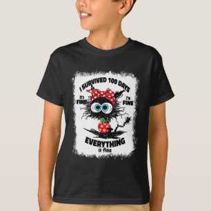 Bleached Cat I Survived 100 Days Of School Its Fin T-Shirt