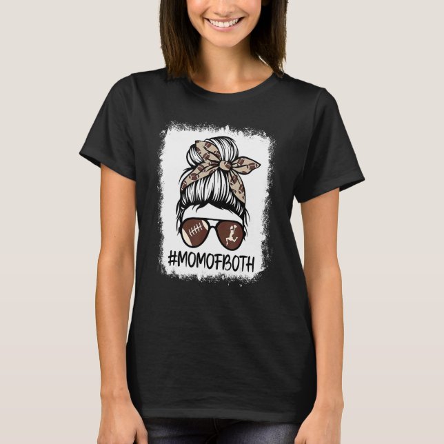 Bleached Cheer Football Cheerleading Mom Of Both G T-Shirt (Front)