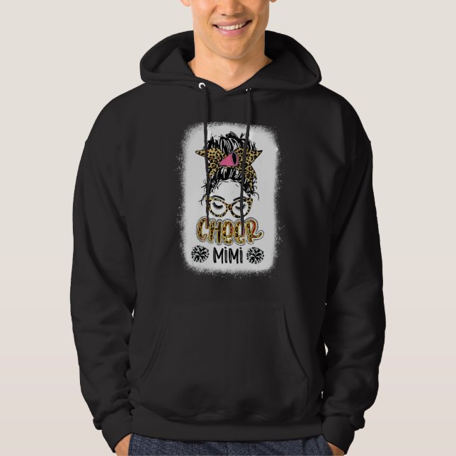 Bleached Cheer Mimi Leopard Print Messy Bun Cheerl Hoodie (Front)