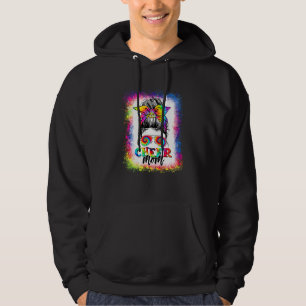Bleached Cheer Mom Tie Dye Messy Bun Mother's Day Hoodie