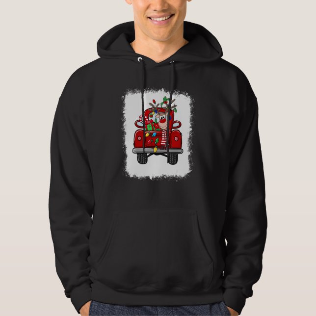 Bleached Christmas Truck Christmas Reindeer Xmas Hoodie (Front)