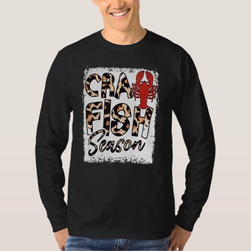 Bleached Craw Fish Season Leopard Crawfish Seafood T_Shirt