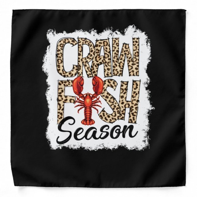 Bleached Crawfish Season Leopard Crawfish Boil Bandana (Front)