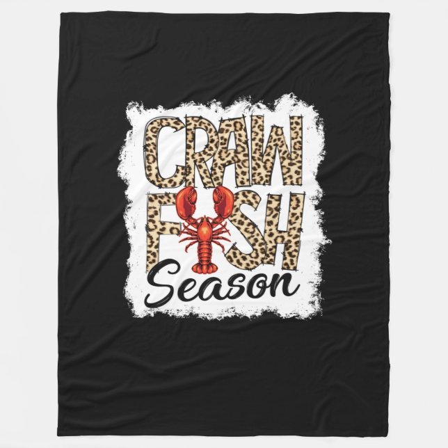 Bleached Crawfish Season Leopard Crawfish Boil Fleece Blanket (Front)