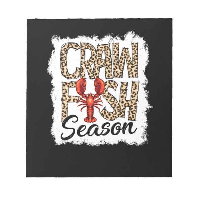 Bleached Crawfish Season Leopard Crawfish Boil Notepad (Front)