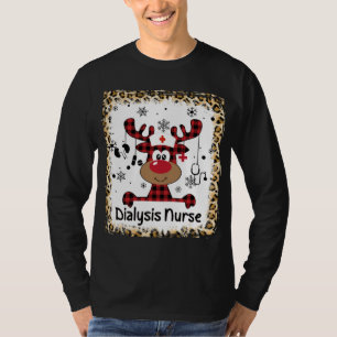 Bleached Dialysis Nurse Life Reindeer Christmas Pa T-Shirt
