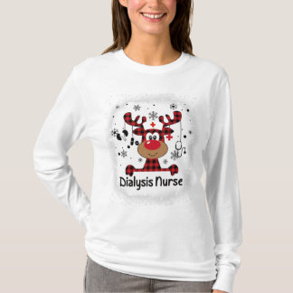 Bleached Dialysis Nurse Life Reindeer Christmas T-Shirt