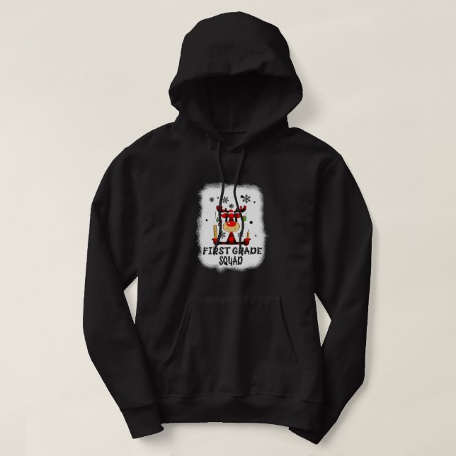Bleached First Grid Squad Reindeer Funny Teacher Hoodie (Design Front)