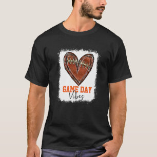 Bleached Football Game Day Vibes Football Mom Game T-Shirt