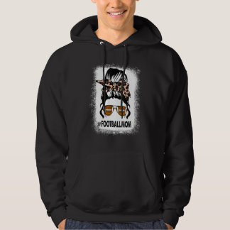 Bleached Football Mom Life With Leopard And Messy  Hoodie