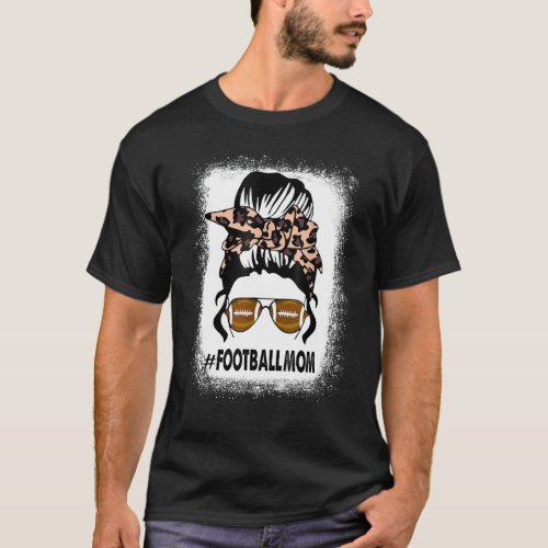 Bleached Football With Leopard And Messy Bun Playe T_Shirt