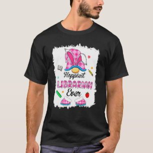 Bleached Funny Hoppiest Librarian Plaid Gnome Bunn T-Shirt