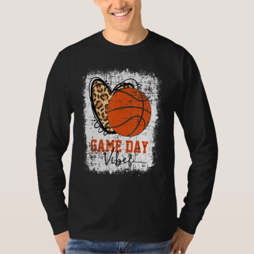 Bleached Game Day Vibes Basketball Fan Mom Grandma T_Shirt