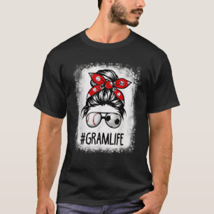 Bleached Gram Life Soccer Messy Bun Baseball Game  T-Shirt