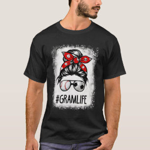 Bleached Gram Life Soccer Messy Bun Bysebyll Game T-Shirt