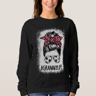 Bleached Grammy Life Soccer Aunt Messy Bun Hair Mo Sweatshirt
